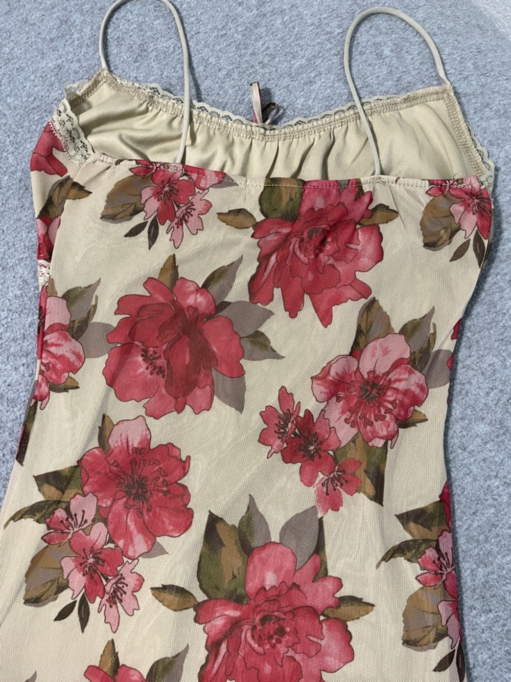 Y2K Mesh Babydoll Midi Dress Medium Cami Floral Fairy Grunge Coquette Woodland - Picture 10 of 12